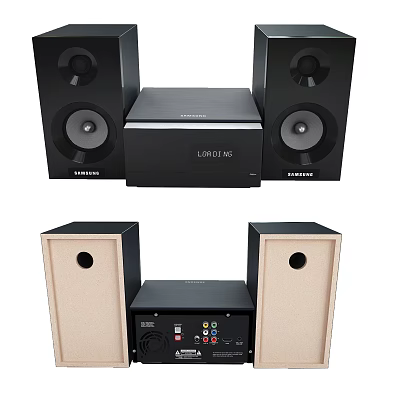 High Quality Audio Speaker System with Two Speakers Main Unit and Multiple Connection Ports 3d model