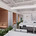 Modern Public Office Space Design With Open Layout Workstations Pendant Lights And Green Plants