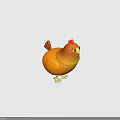 Cute Yellow Cartoon Chicken 3D Model With Red Comb Big Eyes And White Feet