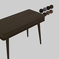 Wooden Desk Modern Minimalist Design With Vertical Striped Drawer And Slender Legs