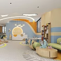 Kindergarten Interior With Colorful Decor Toys Slide Tables Chairs And Kids Play Space