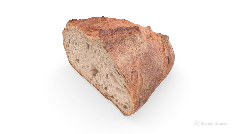 Artisanal Sliced Bread With Golden Baked Crust And Airy Interior 3d model 