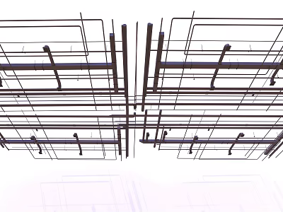 Industrial Pipes Structural Layout Design With Construction System And Installation Network 3d model