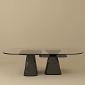 Sleek Modern Coffee Table Featuring Glass Top And Black Dual Pedestal Base