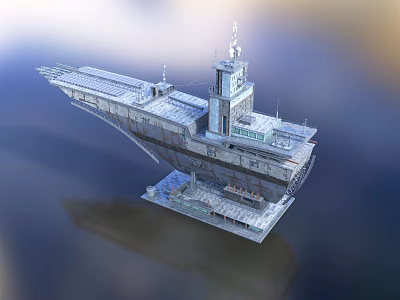 Highly Detailed Aircraft Carrier 3D Model Featuring Deck And Tower Structure 3d model