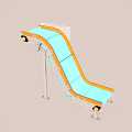 Industrial Conveyor Belt Curved Design Blue Surface Orange Edges Supporting Frames For Material Handling