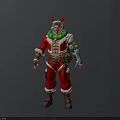 Christmas Themed Horned Creature Character In Red Outfit With Mechanical Arm
