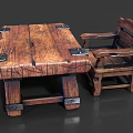 Rustic Wooden Outdoor Sofa With Sturdy Construction And Metal Rivets