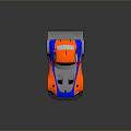 Children Playing with Colorful Orange Blue Toy Race Car Featuring Tail Wing and Number 2