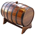 Classic Wooden Household Barrel With Metal Hoops And Durable Wooden Stand