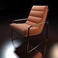 Modern Orange Fabric Single Sofa with Wooden Armrests and Black Metal Frame