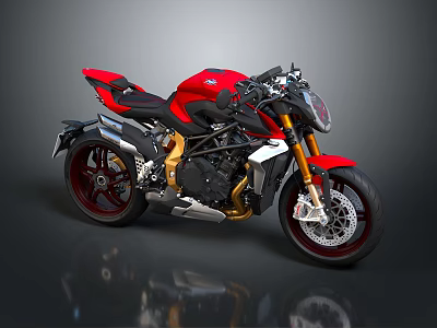 Red Sport Motorcycle With Gold Wheels Black Seat And Modern Sleek Design 3d model