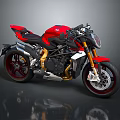 Red Sport Motorcycle With Gold Wheels Black Seat And Modern Sleek Design