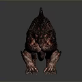 Mythical Red And Black Scaled Dinosaur With Spiked Back Walking Pose