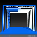 Modern Blue Event Entrance Gate With Multiple Frames Platform And Lighting 3d model
