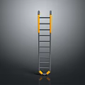 Scenic Natural Landscape Featuring Gray And Yellow Ladder Standing Against Gray Background With Reflective Base