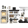 Complete Kitchenware Set with Oven Spice Jars Coffee Machine Pans and Cooking Utensils