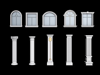 Jane European Roman Column Roman Column Construction Window Cover Construction 3d model