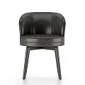 Modern Black Leather Single Chair With Curved Backrest And Slim Legs