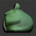 Detailed Green Frog Sculpture In Cartoon Style With Big Eyes Smiling Face And White Belly