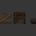 Rustic Wooden Crates in Various Sizes and Vintage Metal Bucket for Home Use