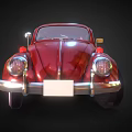 Red Vintage Beetle Car with Illuminated Wheels and Classic Body Design