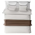Double Bed With White Frame Two Pillows Light Colored Sheets And Brown Blanket 3d model