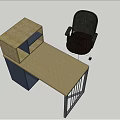 Wooden Office Desk With Metal Frame Drawer Cabinet Open Shelf And Black Chair