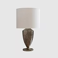 Elegant Table Lamp With White Lampshade And Metallic Vertical Striped Base 3d model