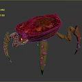 3D Fantasy Creature Character With Red Carapace Blue Eyes And Long Legs