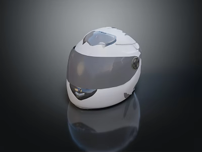 White Modern Helmet Design With Transparent Visor And Sleek Shiny Surface 3d model