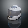 White Modern Helmet Design With Transparent Visor And Sleek Shiny Surface 3d model