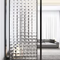 Modern Interior Room Dividers With Glass Panels Vertical Lines And Metal Frames