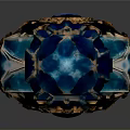 Ornate Blue Purple Gradient Vase With Lotus Shaped Top Golden Carvings And Blue Gem Accent