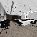Modern Conference Room With Long Meeting Table Black Office Chairs Large Windows And Ceiling Lighting