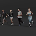 Group of Diverse People Running Together in Casual Active Sportswear Outfits