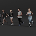 2024 Modern Sports Running Men and Women Multi-person Model Characters 3d model