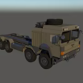 Military Green Six Wheel Flatbed Truck With Spare Tire On Roof