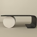 Modern Black Coffee Table With White Round Base And Minimalist Design 3d model