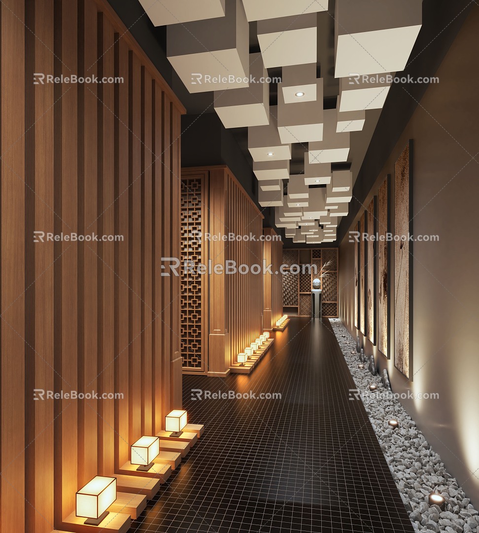 New Chinese Aisle Hotel Aisle Tea House Aisle Corridor Hotel Corridor Tea House Corridor 3d model