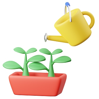 Cartoon scene watering flowers 3d model