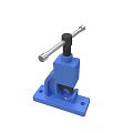 Blue Bench Vise Tool With Black Handle Base Mounting Holes And Serrated Jaw