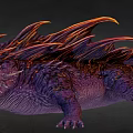 Mythical Reptile With Sharp Spikes Purple Skin And Vibrant Red Details