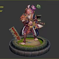 Fox Themed Game Movie Character With Multiple Tails Ornate Attire Holding Weapon And Butterfly