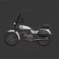 Classic White and Black Motorcycle with Windshield Leather Seat and Side Mirrors