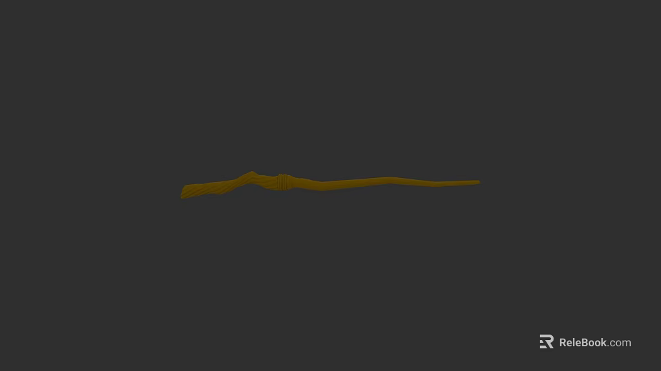 Artistic Yellow Slender Shaped Sculpture Carving Displayed On Dark Background 3d model 