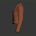 Stylish Orange Leather Biker Jacket With Zipper Details And Belt Closure