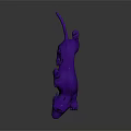 Purple Mythical Beast with Horns Sharp Fangs and Dynamic Muscular Aggressive Pose