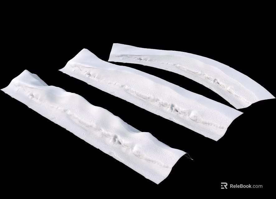 Garden Landscape Decorative White Fabric Strips With Stitches And Folds 3d model 