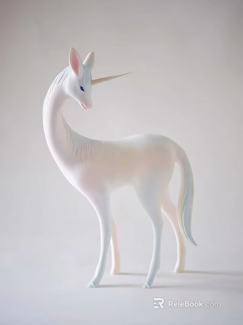 Elegant White Unicorn Decorative Ornament Set With Blue Eyes For Home Decor 3d model 